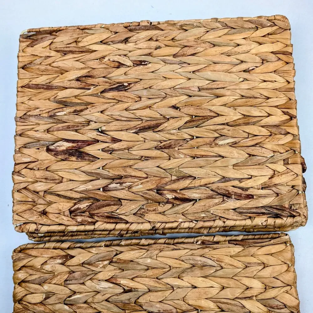 Set of 6 Natural Woven Fiber Rectangular Placemats Rustic Boho Table Mats